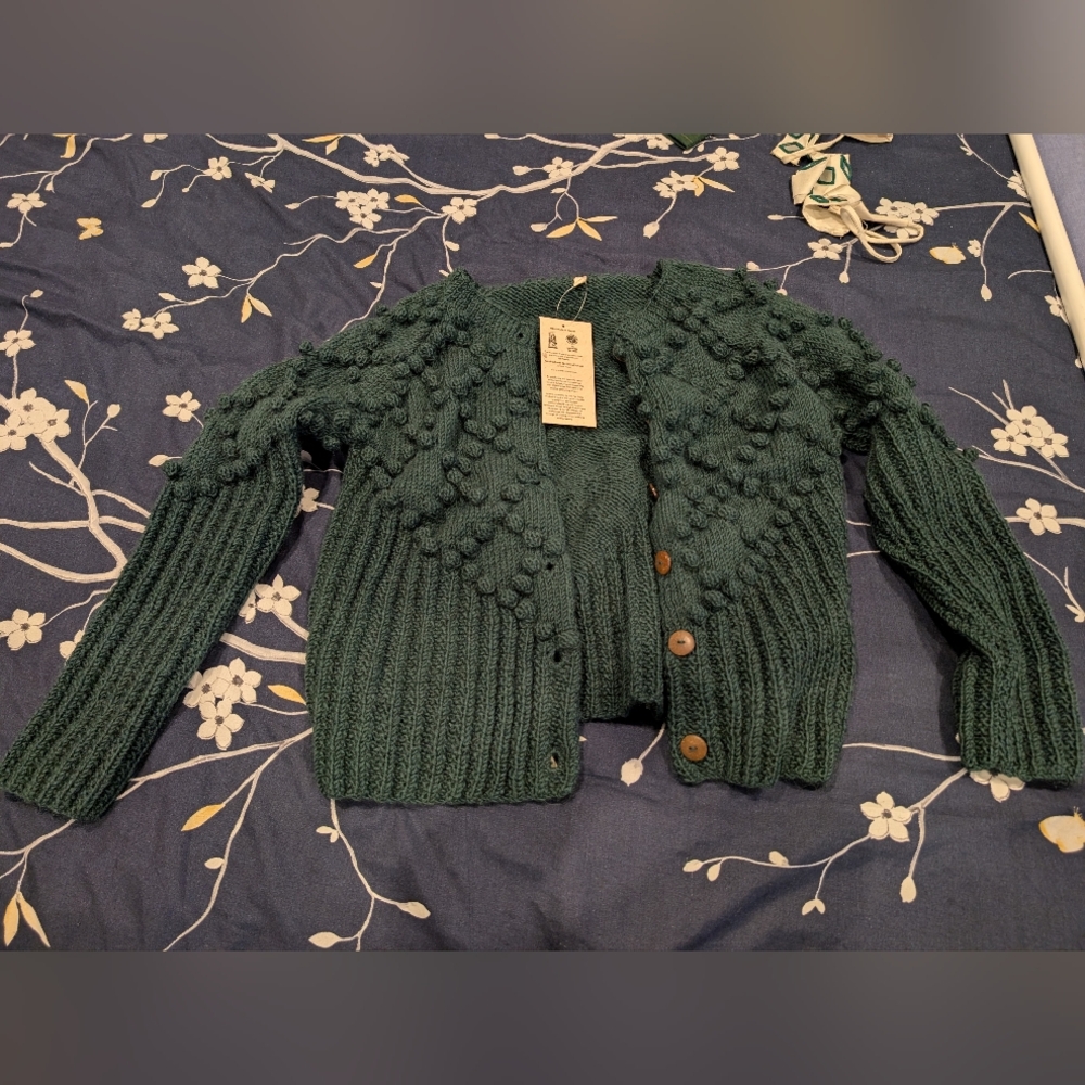 Liz Alig Emerald Green Wool Cardigan
